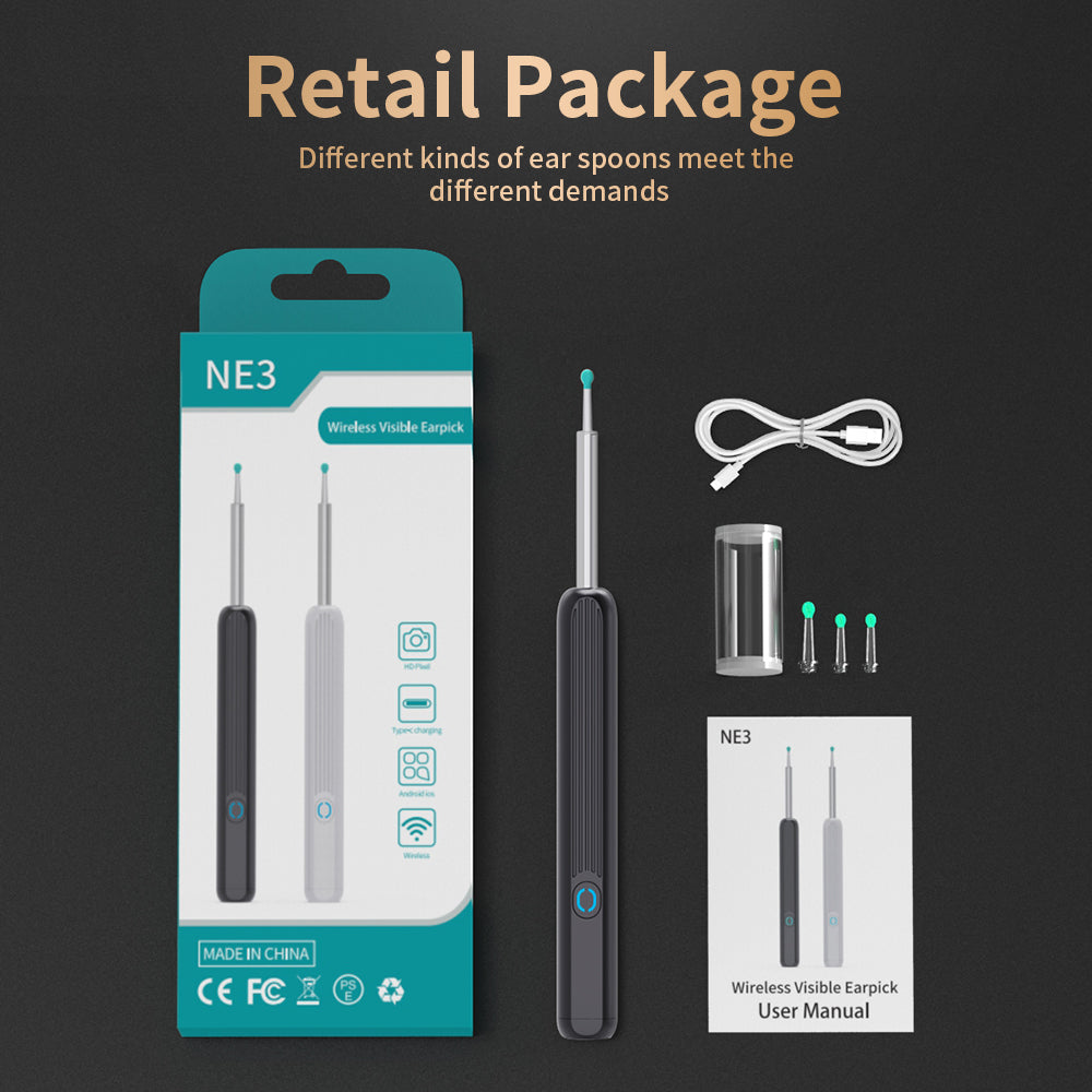Wireless Ear Otoscope with Camera - HD Ear Wax Removal Tool Kit