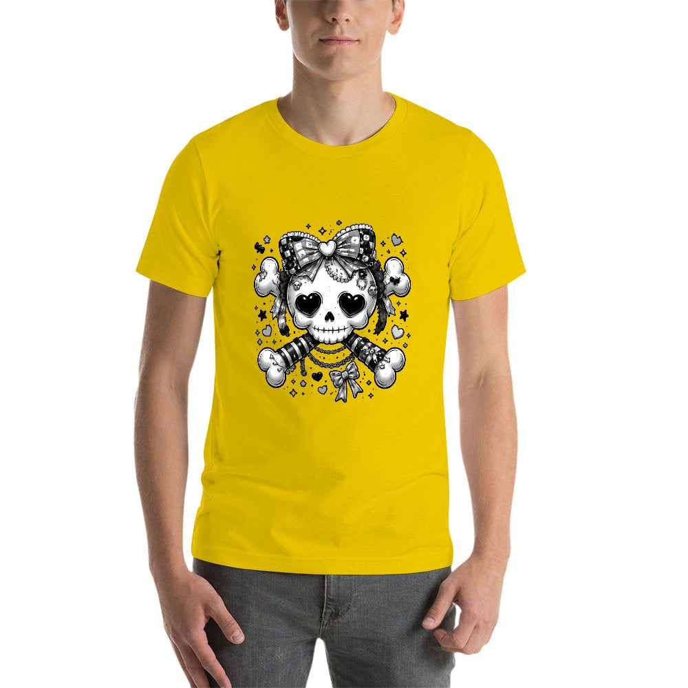 Harajuku Skull Crossbones Men's Short Sleeve Graphic T-Shirt - Yellow - Image 8