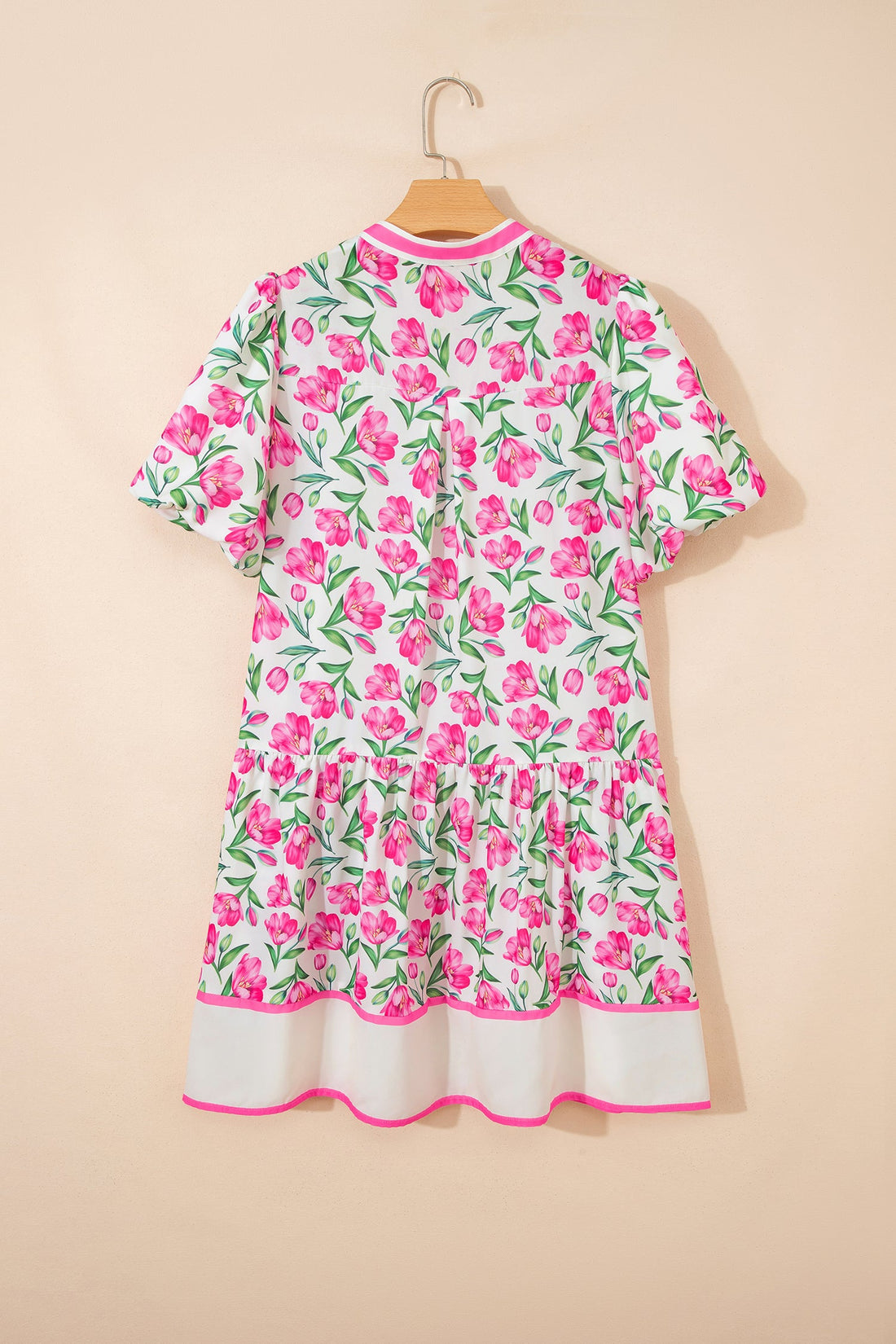 Aliya Floral Print Short Dress with Block Trim