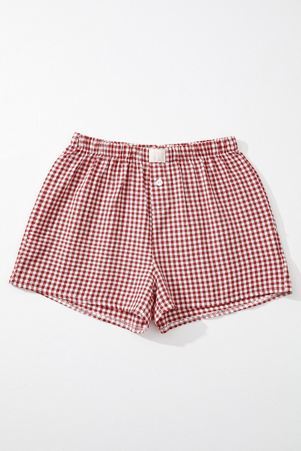 Red Plaid Gingham High Waist Shorts | Cotton Print