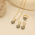Crystal Heart Evil Eye Jewelry Set in Gold-Tone