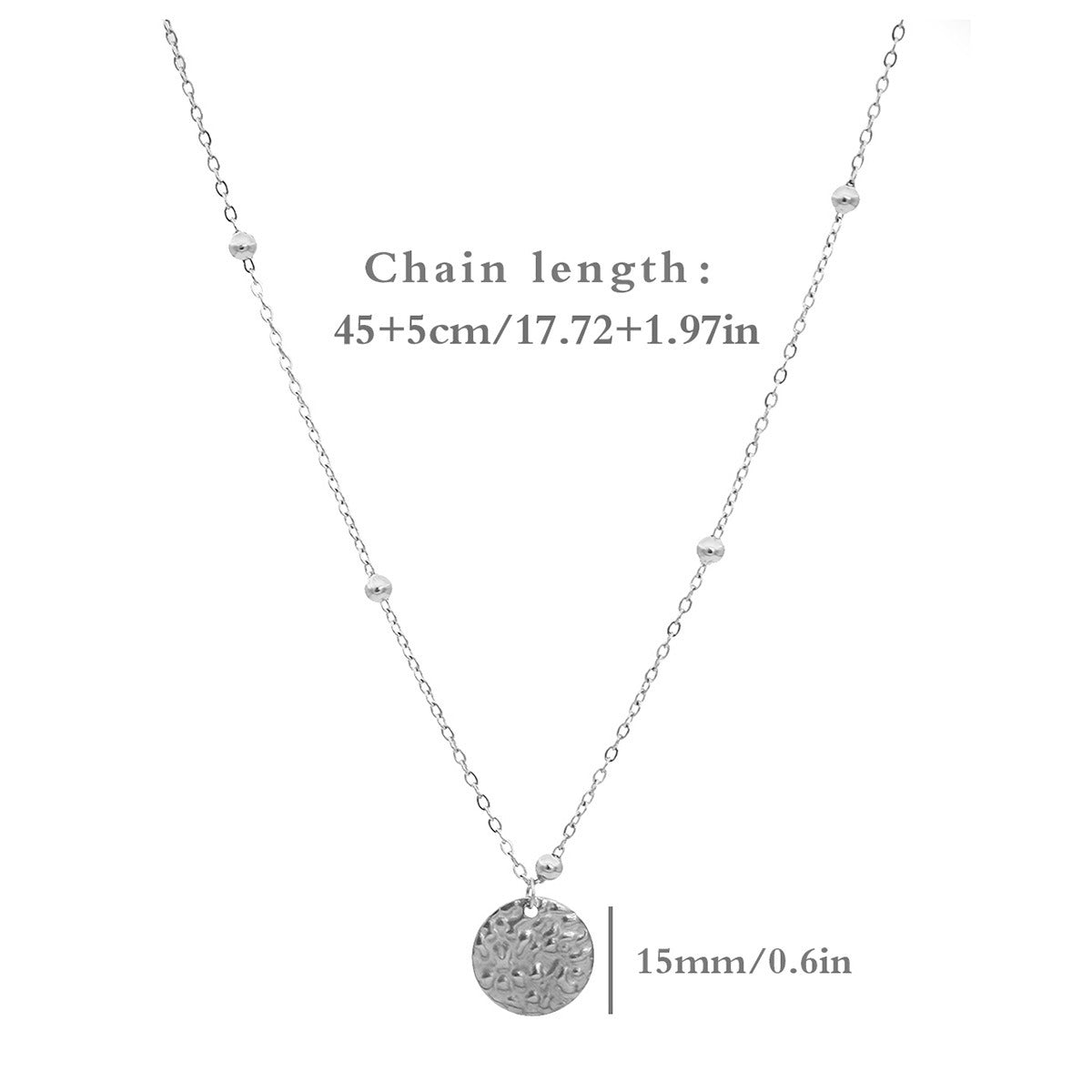 18K Gold Embossed Round Disc Necklace Minimalist Pendant Jewelry