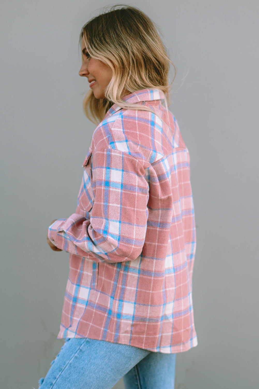 Plaid Flannel Shacket with Puff Sleeves | Women's Oversized
