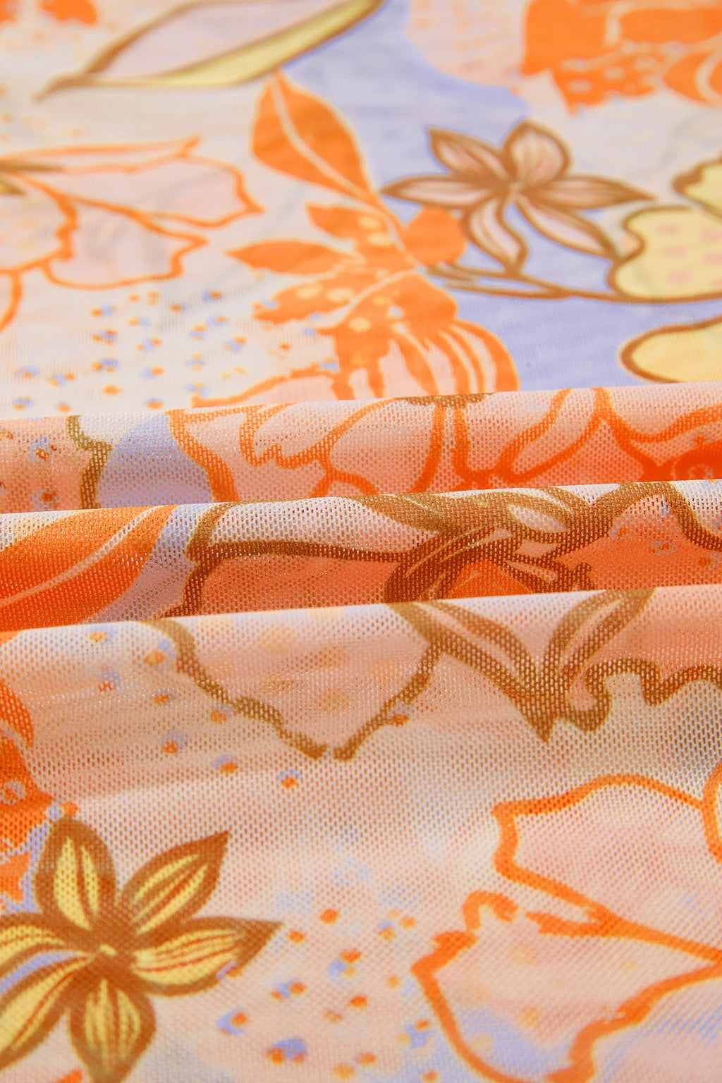 Floral Slim Fit Long Sleeve Top with Lettuce Trim