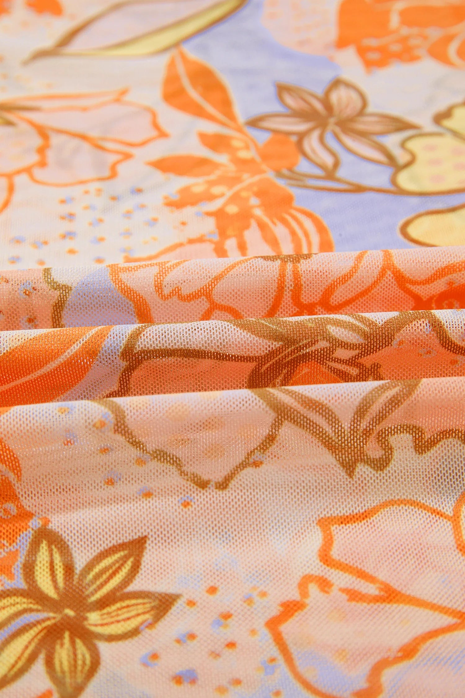 Floral Slim Fit Long Sleeve Top with Lettuce Trim