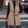 Women’s Herringbone Sleeveless Blazer Vest Tailored Layering Piece - Image 9