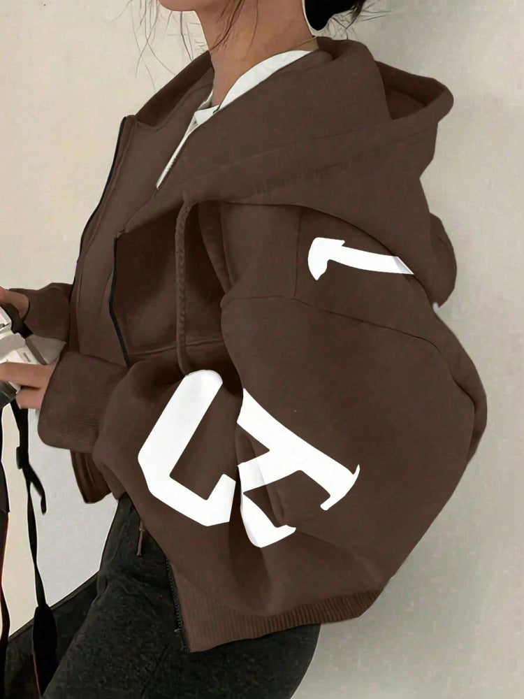 Women’s Printed Zip-Up Sweatshirt Long Sleeve Casual Jacket