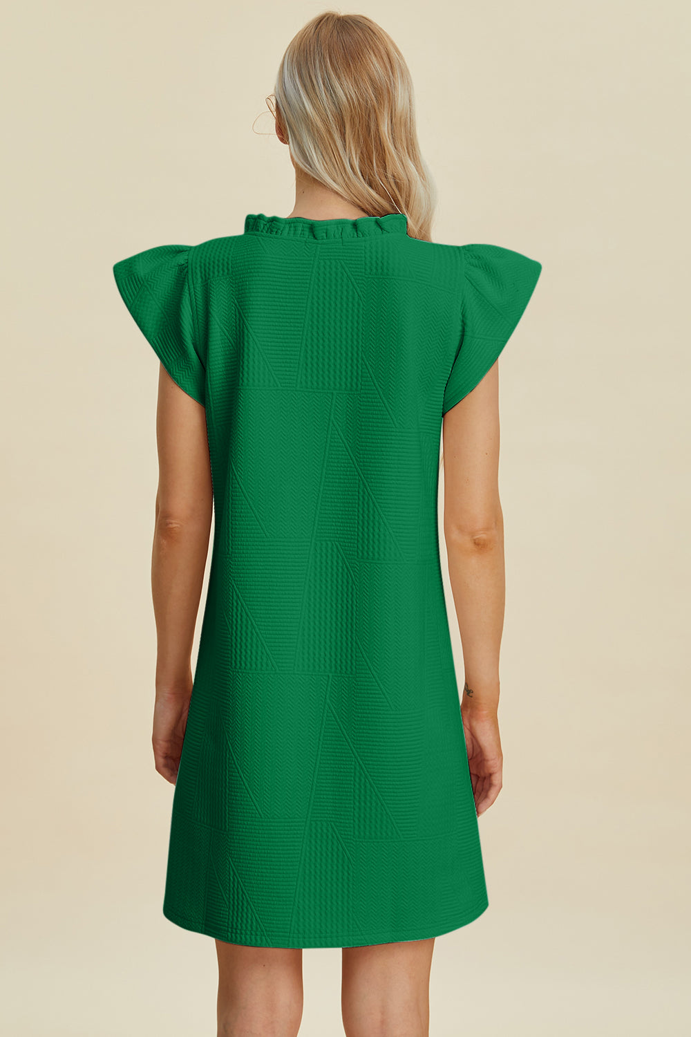 Ruffled V-Neck Cap Sleeve Dress in Elegant Style