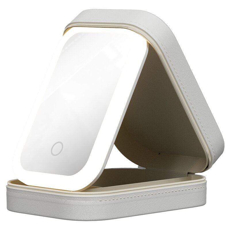 Portable LED Makeup Storage Box with Lighted Mirror - Travel Case