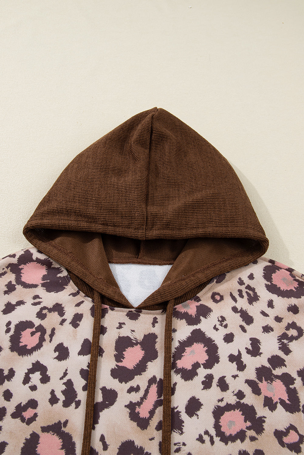 Plus Size Leopard Knit Patchwork Hoodie