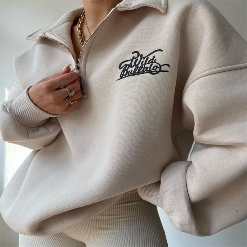 Wild Buffalo Half-Zip Fleece Pullover Sweatshirt for Winter - Image 7