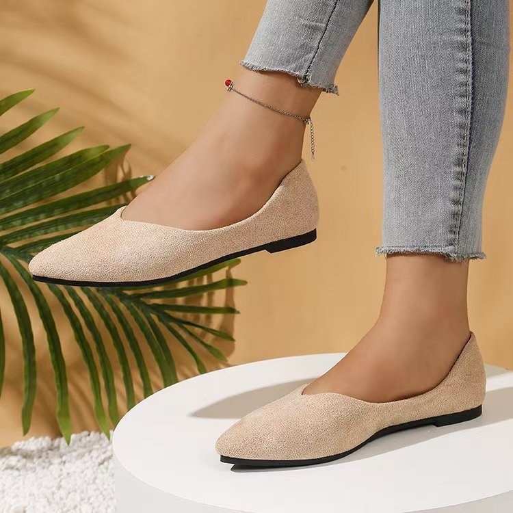 Women's Suede Pointed-Toe Flat Shoes Classic Everyday Footwear