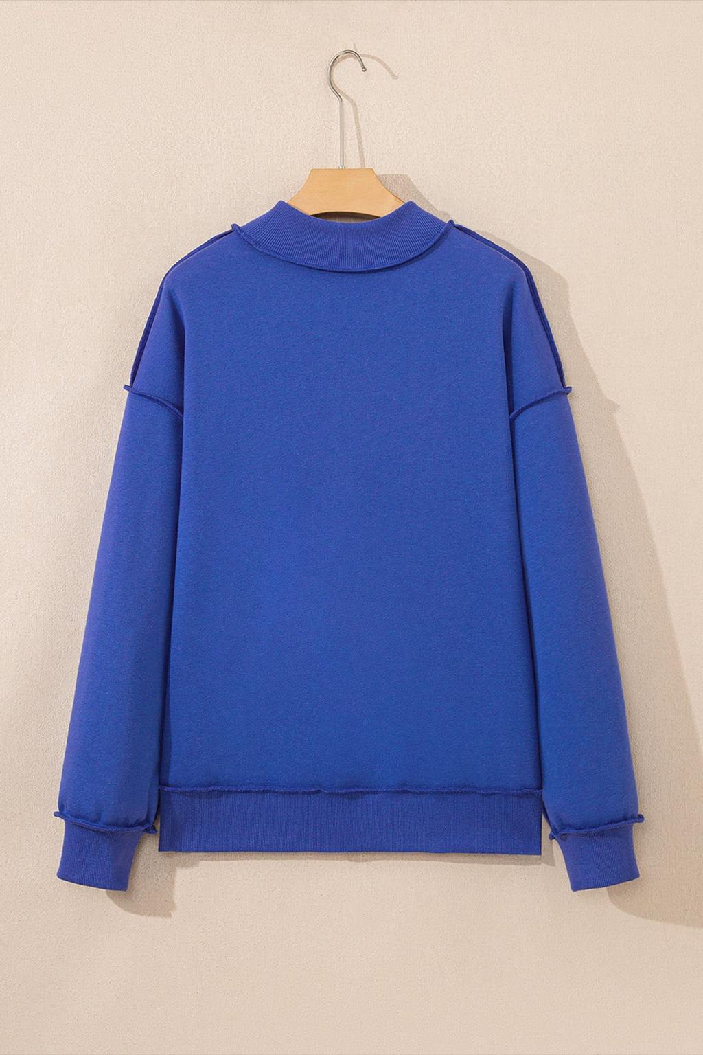 Solid Mock Neck Drop Shoulder Oversize Sweatshirt
