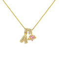 Gold-Plated Copper Planet Heart Pendant Necklace With Diamonds