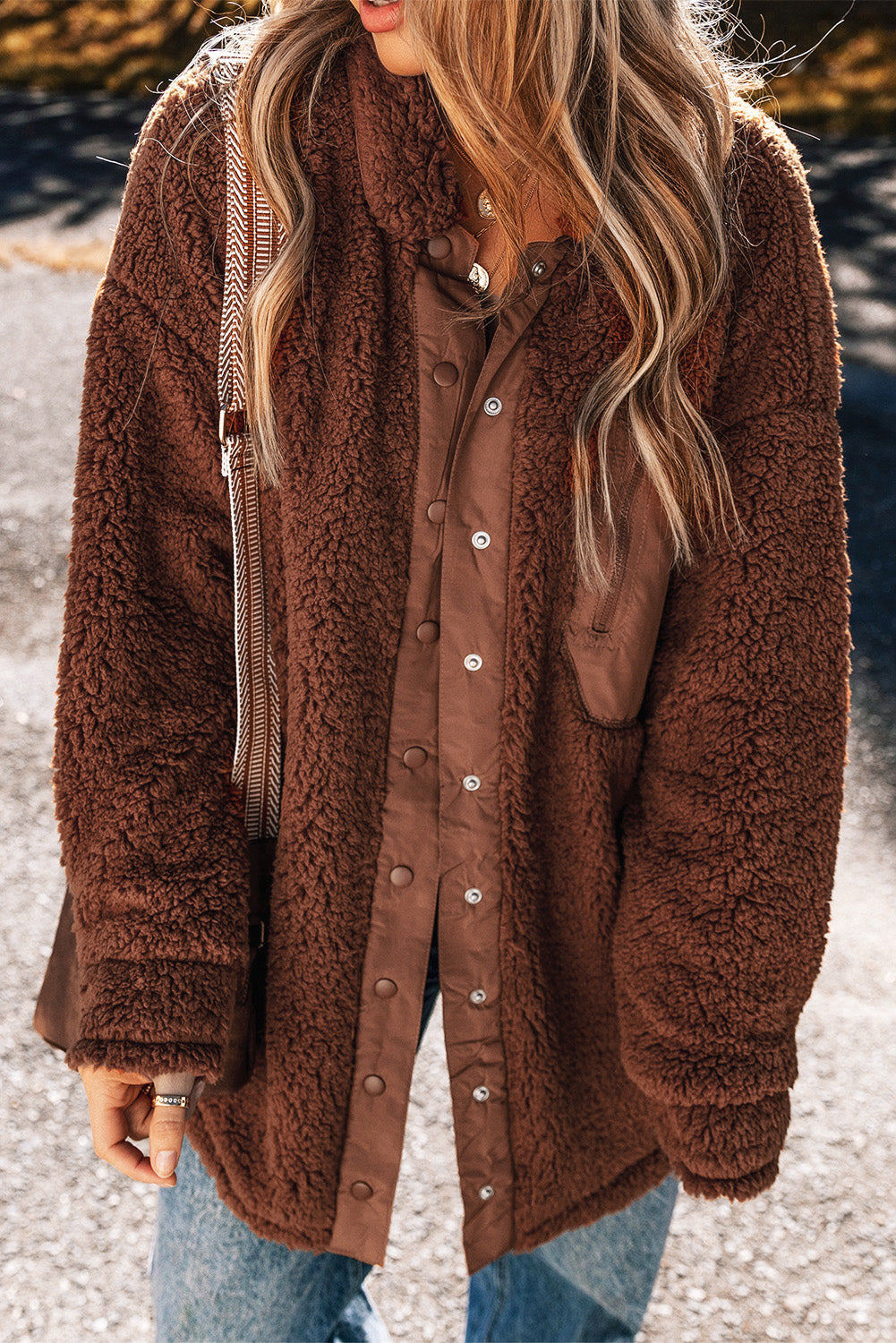 Adora Red Clay Faux Shearling Teddy Bear Jacket