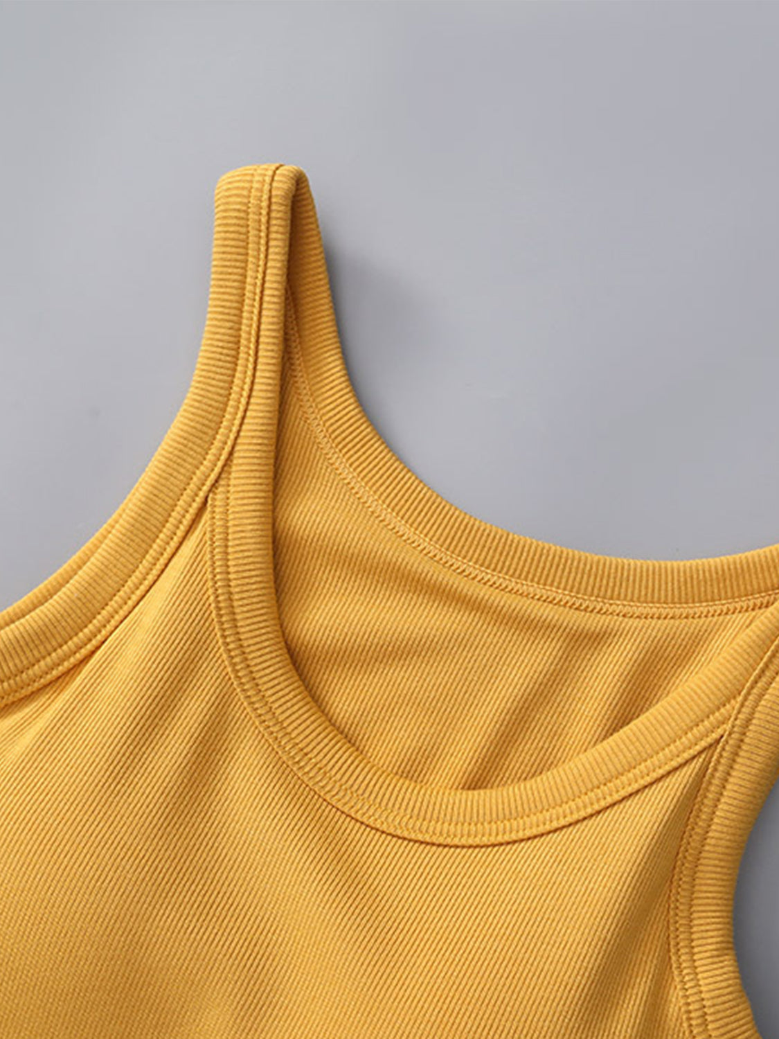 Women's Fitted Round Neck Tank Top with Built-in Bra - Sleeveless