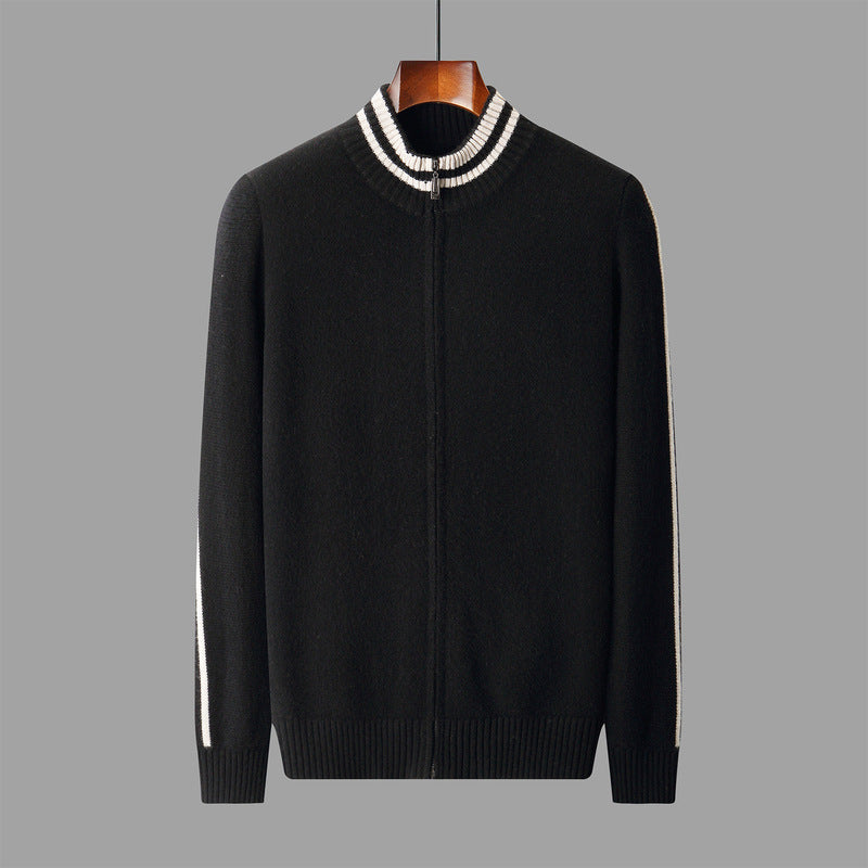 Men's Half-high Collar Knitted Slim-fitting Striped Sweater