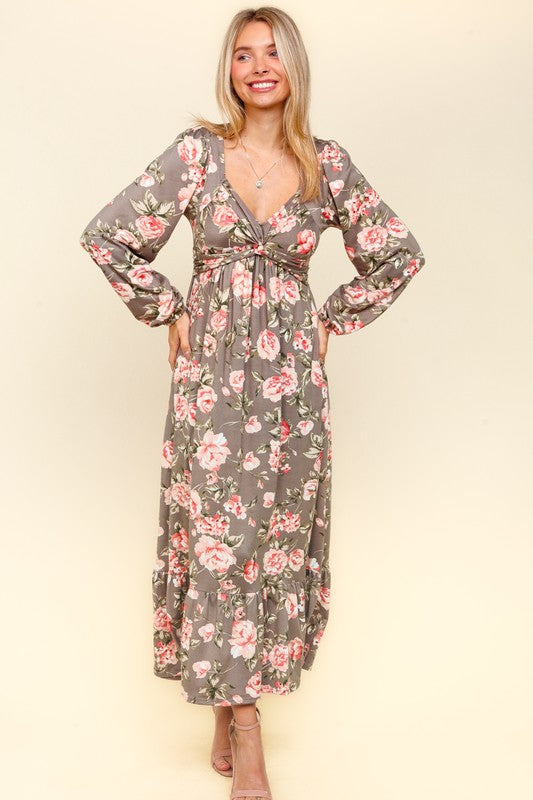 Floral Ruffled Hem Mini Dress with Pockets