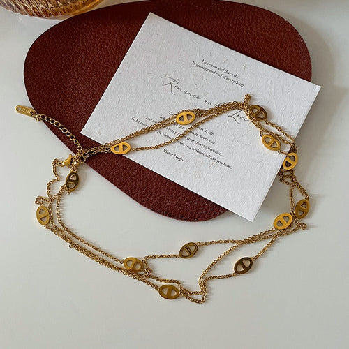 18K Gold Plated Lightweight Pig Nose Link Chain Necklace