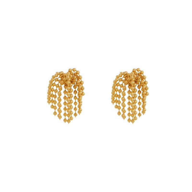 Metal Ball Firework Tassel Stud Earrings