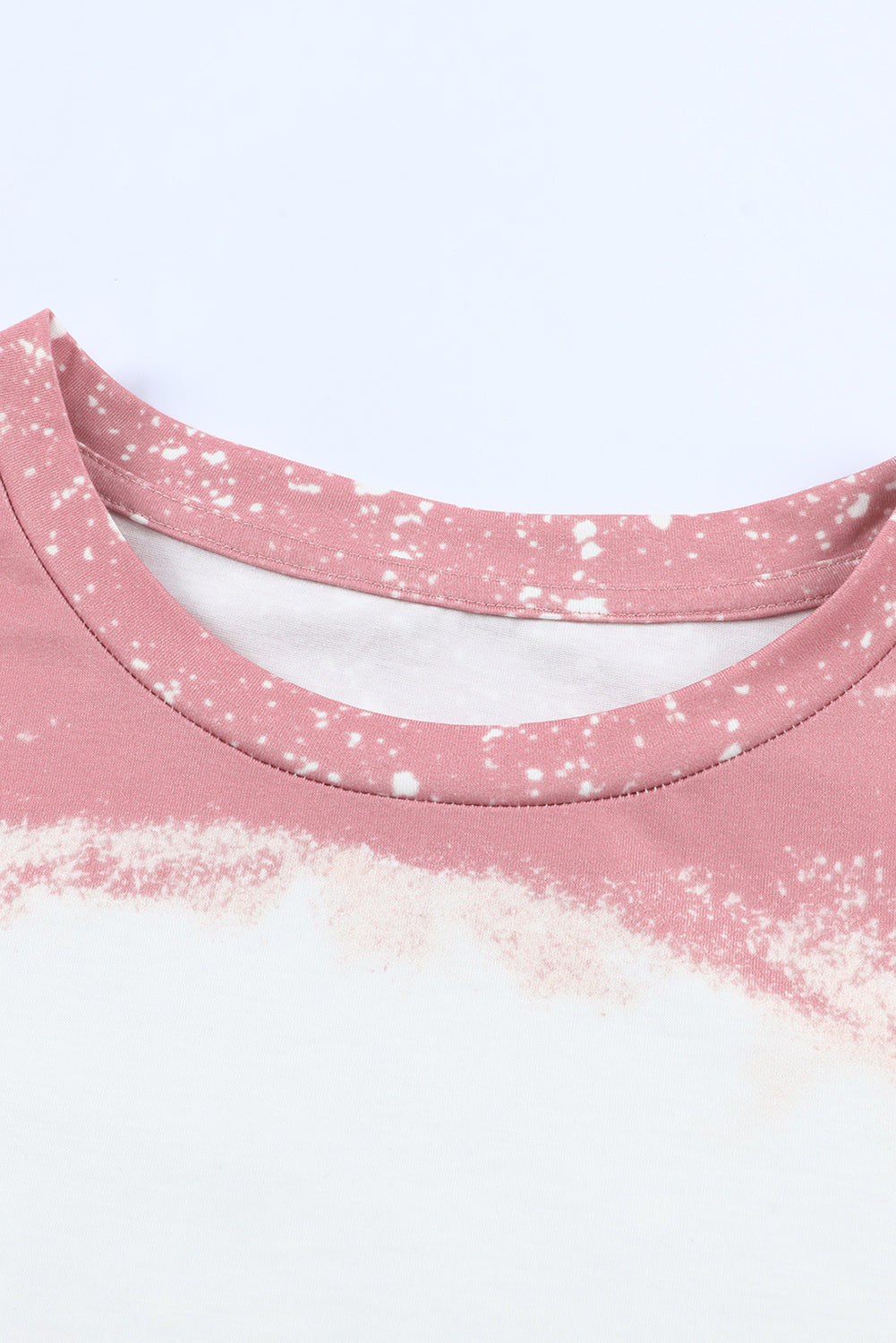 Women's Pink and White Tie Dye Bleached Short Sleeve T-Shirt
