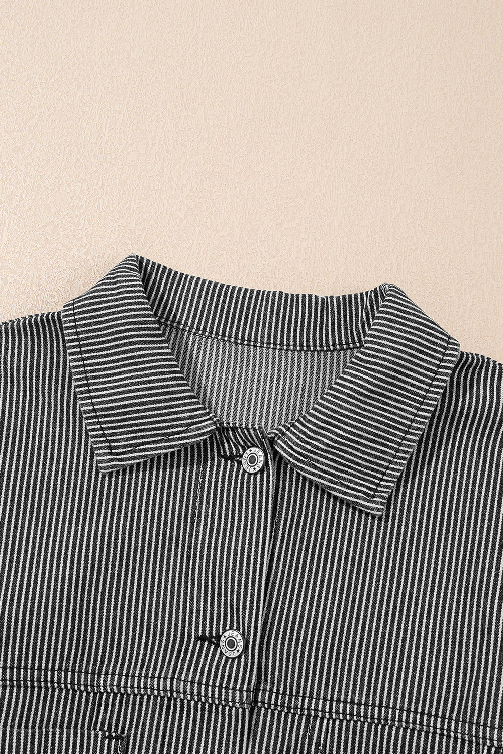 Blue Stripe Washed Oversized Pocketed Denim Jacket