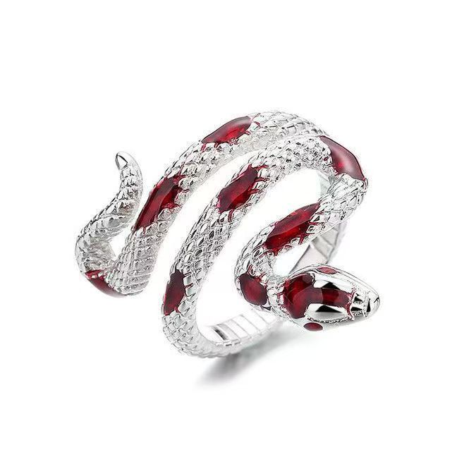 Dark Gothic Titanium Steel Snake Wrapped Ring, Adjustable Open Band, Neutral Unisex Index Finger Ring