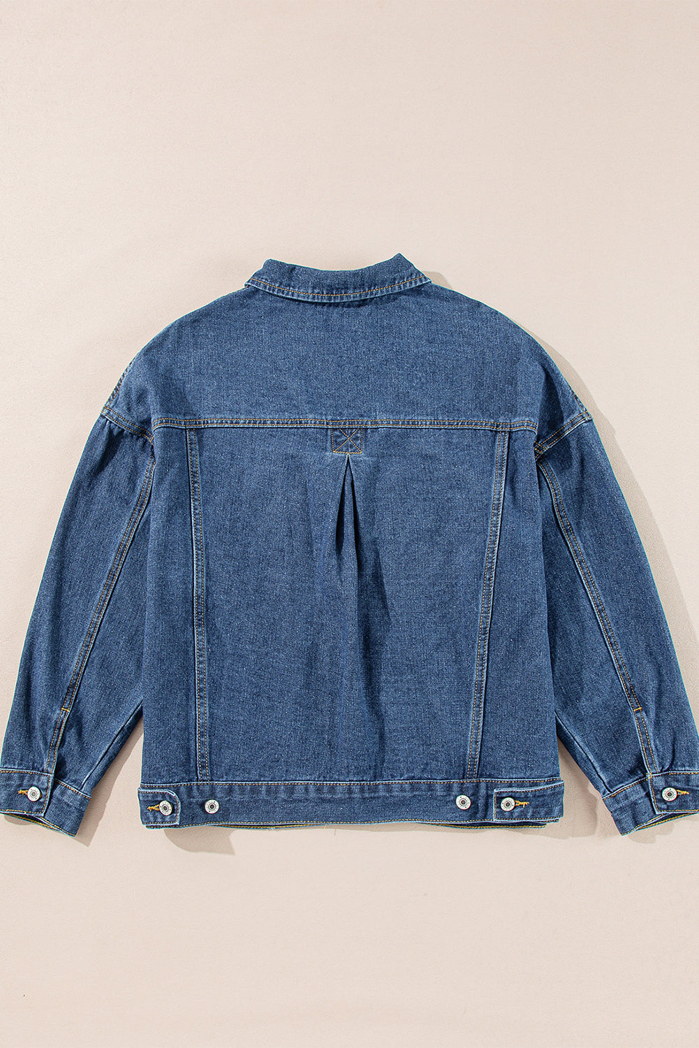 Blue Stripe Washed Oversized Pocketed Denim Jacket