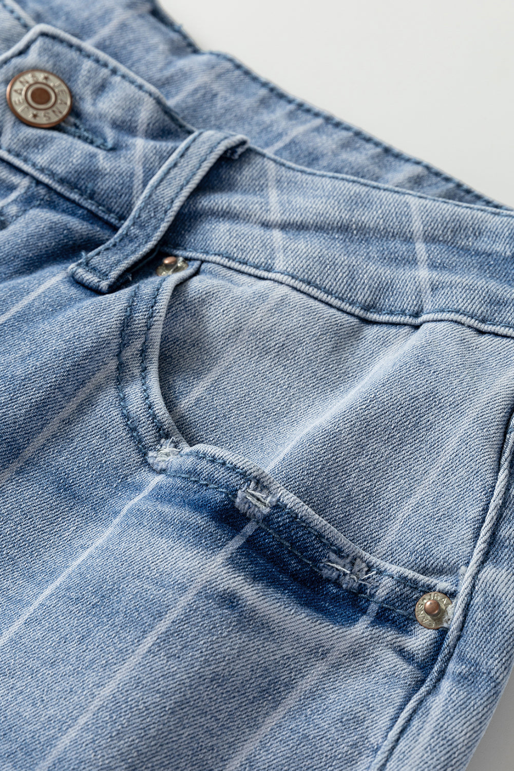 Beau Blue Multi Button Wide Leg Jeans | Retro Style