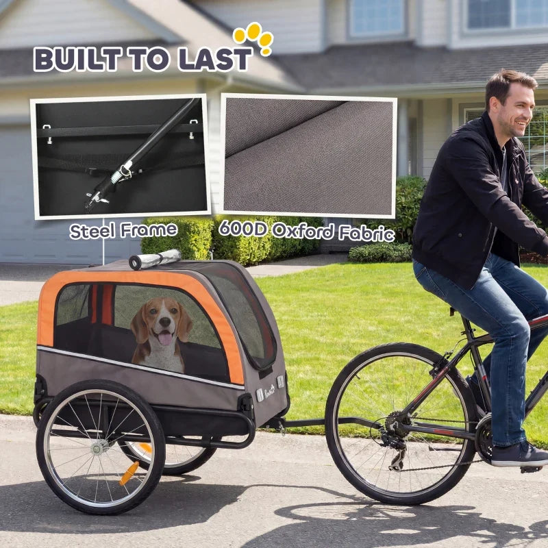 Dog Bike Trailer, Pet Cart Bicycle Carrier with 20" Air Tires, Quick-Release Wheels, Reflectors, Flag