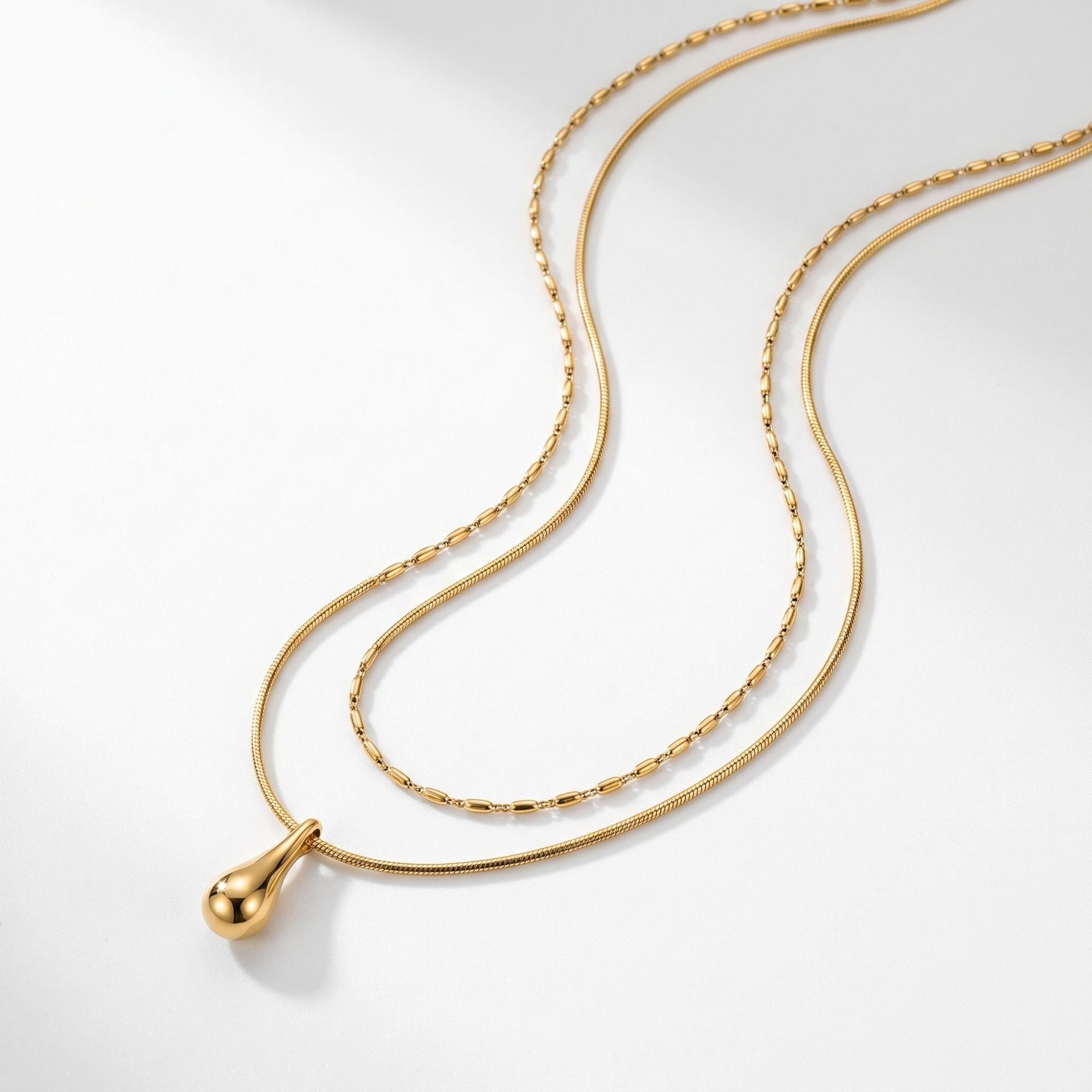 Fashion Double Layer Teardrop Necklace For Women, Niche Designed Ins Cool Vibe Minimalist Elegant Stackable Collarbone Chain