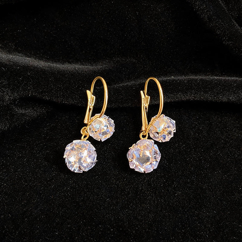 Womens Minimalist Round Rhinestone Pendant Clip On Earrings,Costume Earrings For Daily Party Wear