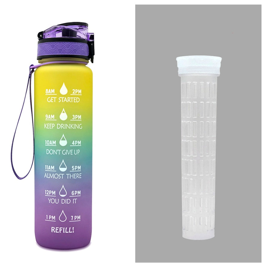 1L Motivational Tritan Water Bottle with Time Marker & Leakproof Lid