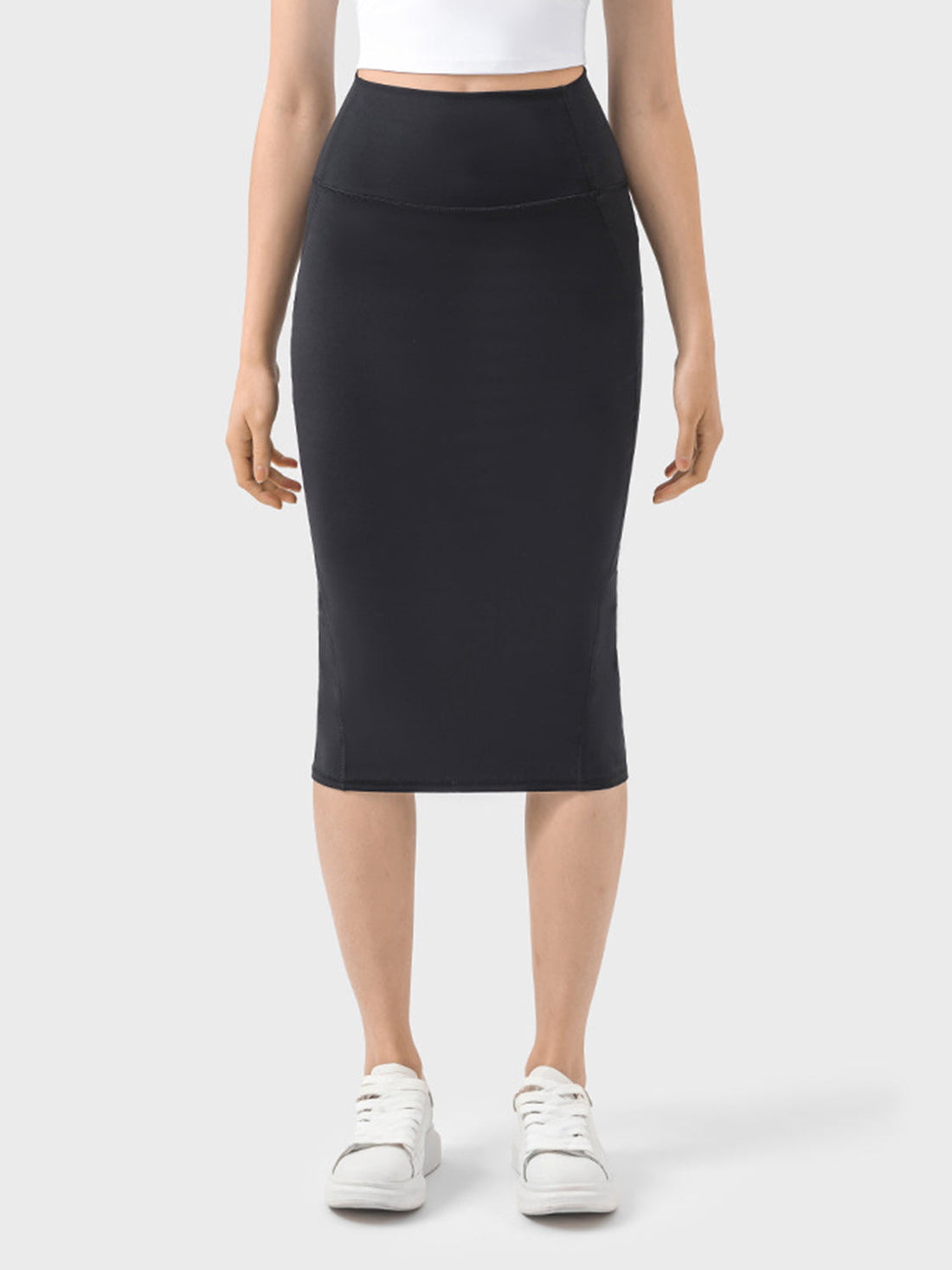 Brown Slit Wrap Active Skirt Stretchy Midi Athletic Skirt - Image 6