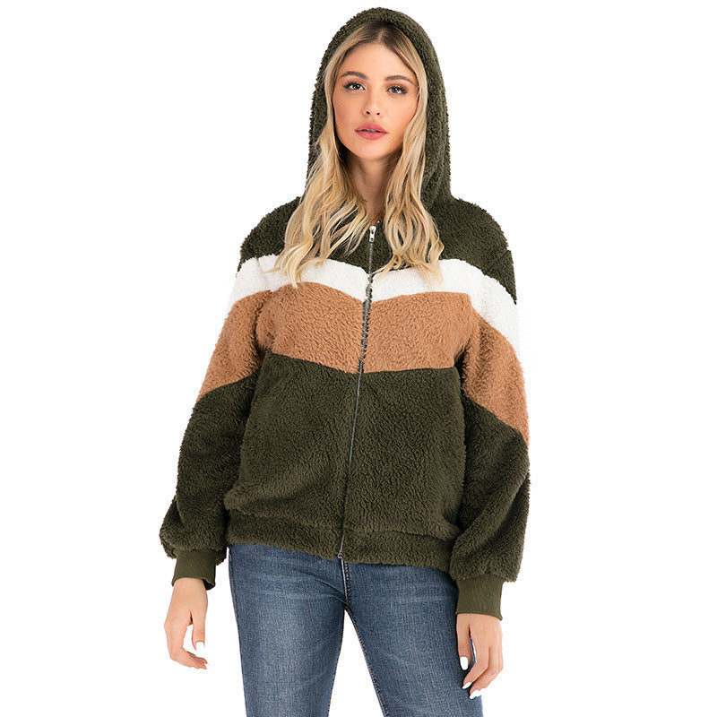 Autumn Winter Oversized Hooded Fleece Jacket