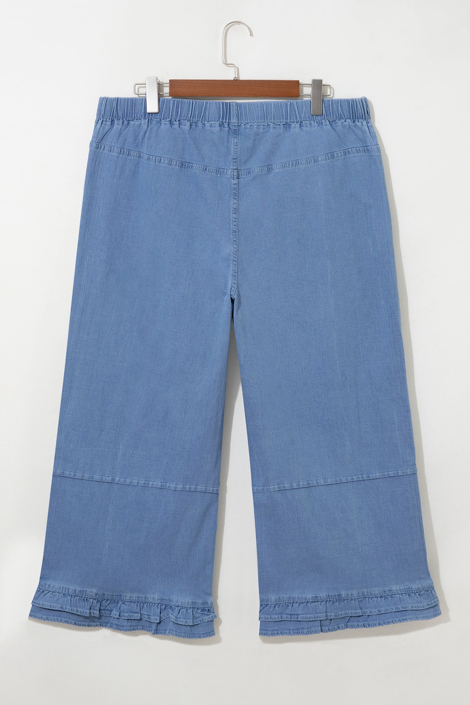 Plus Size Denim Ruffle Hem Wide Leg Jeans