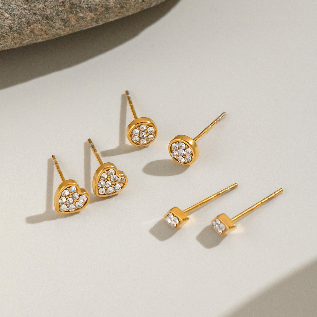 Dainty 18k Gold studded Stainless Steel Earrings