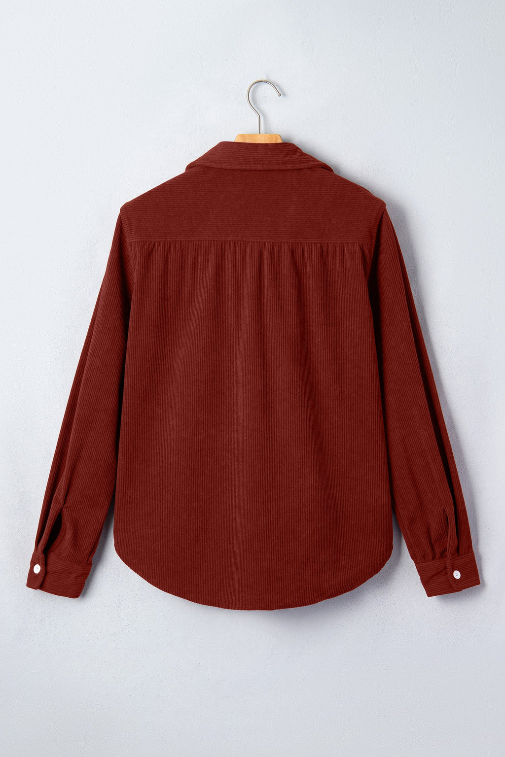 Solid Corduroy Long Sleeve Buttoned Shirt