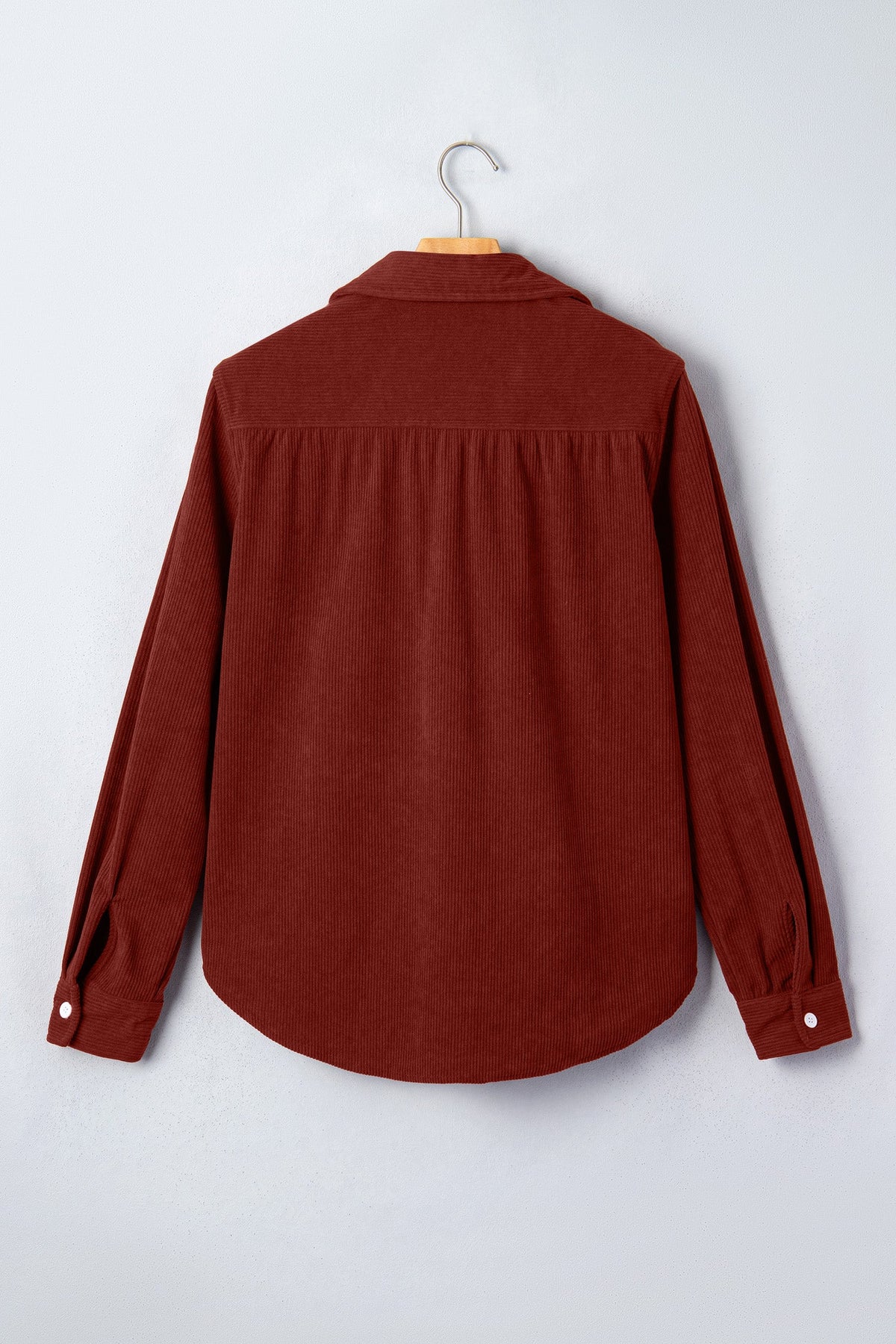 Solid Corduroy Long Sleeve Buttoned Shirt