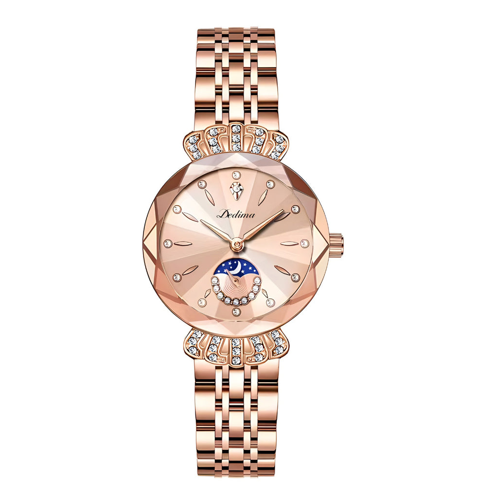 Womens Diamond-embellished Water-resistant Steel-band Casual Luxury Watch