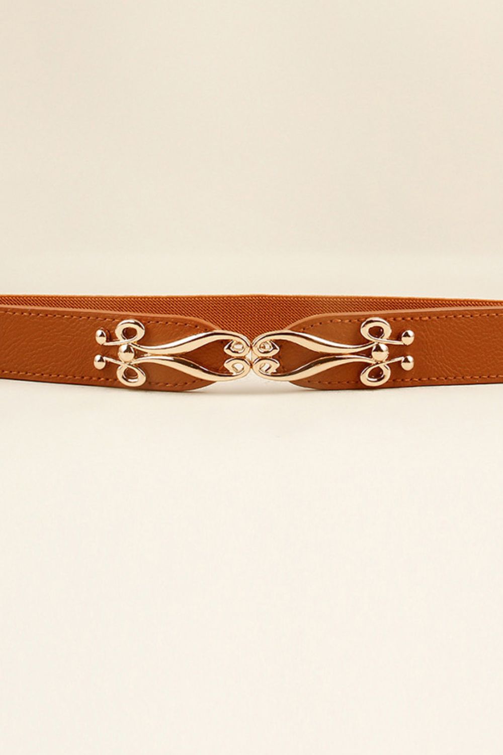 Alloy Buckle Elastic Belt | Durable PU in Navy & Gold