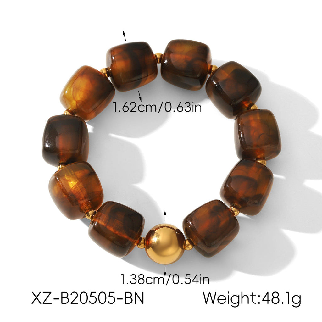 Acrylic Geometric Stainless Steel Beaded Bracelet