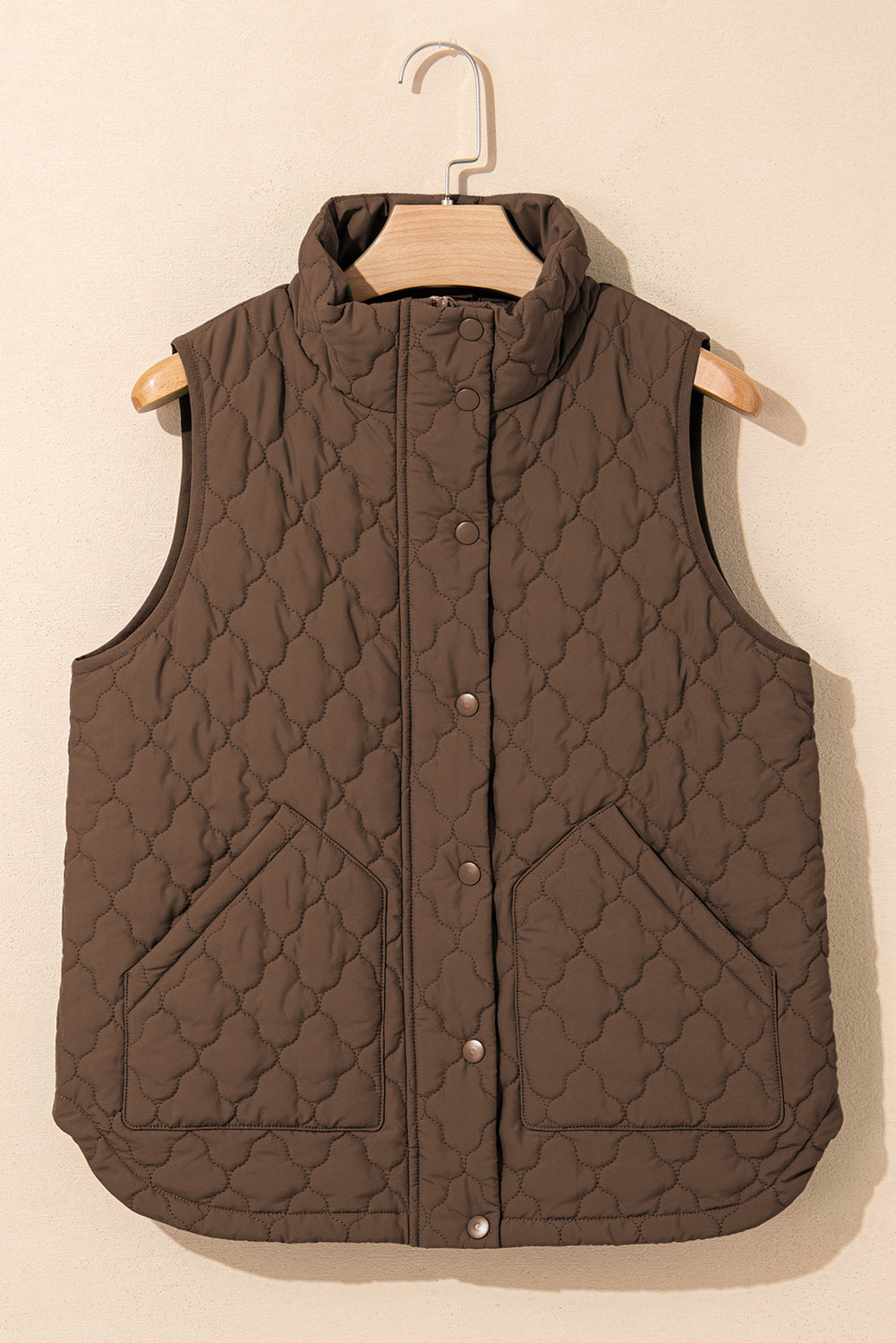 Women's Quilted Zip-Up Snap Button Vest - Relaxed Fit Outerwear