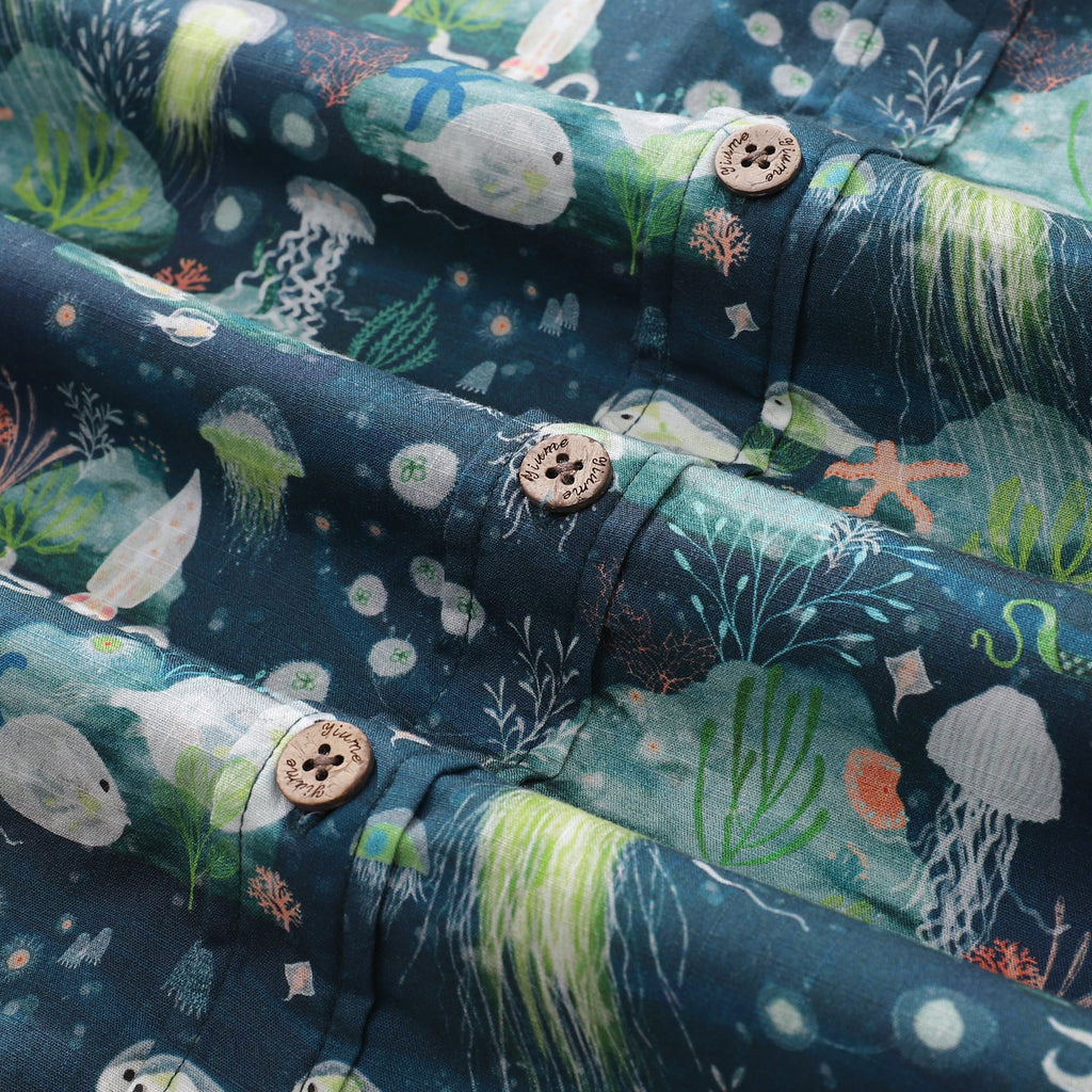 Lumo Bioluminescent Print Cotton Hawaiian Shirt for Men