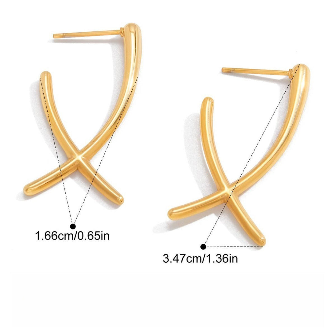 Minimalist 18K Gold Plated Cross Stud Earrings in Titanium Steel