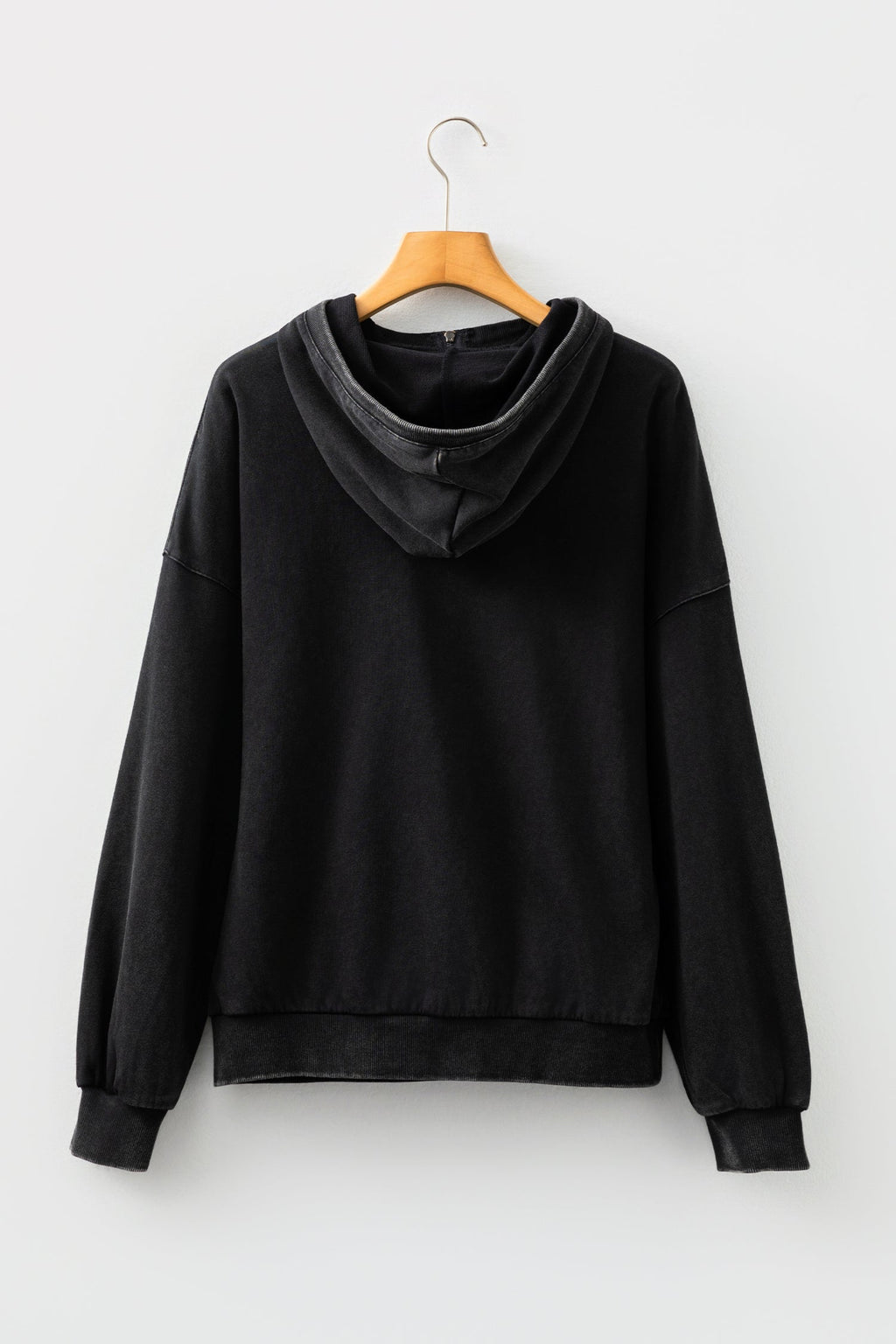 Solid Half-Zip Kangaroo Pocket Baggy Hoodie