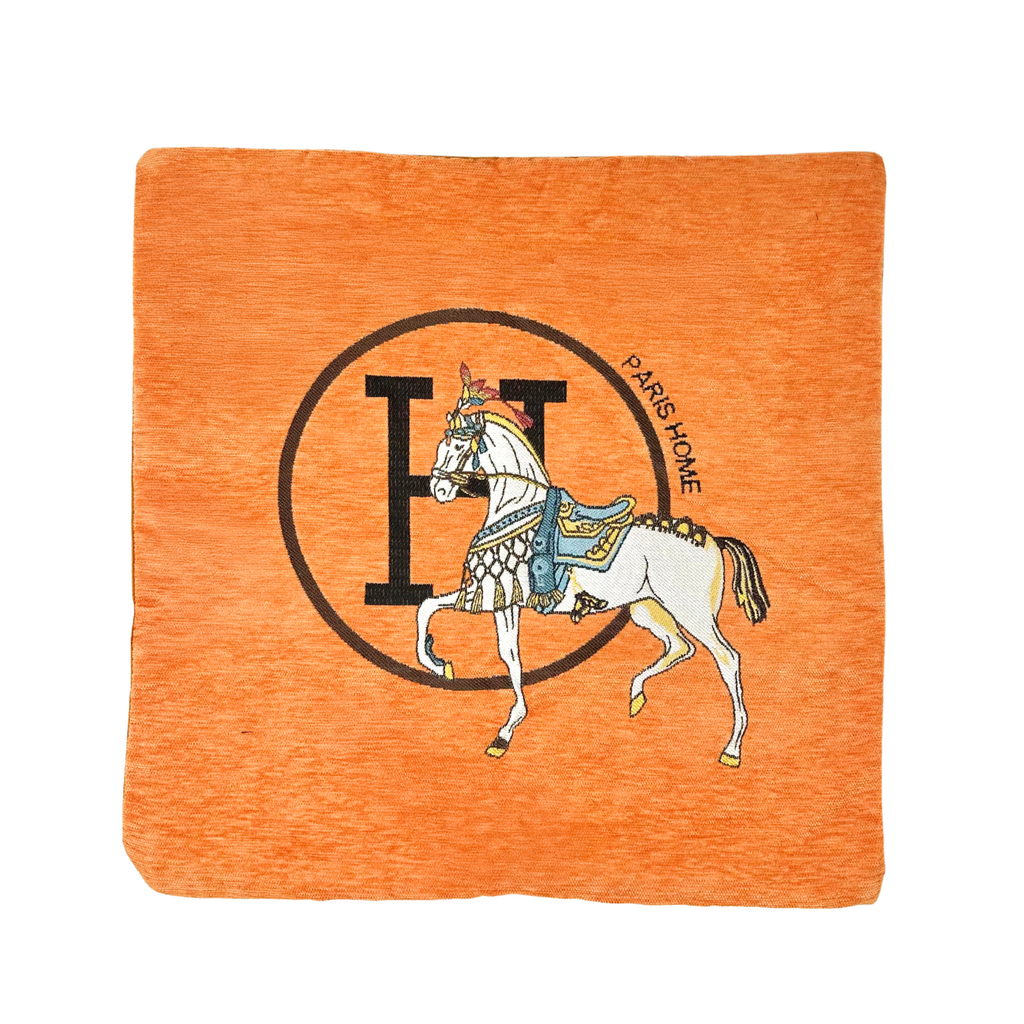 Orange Horse Decorative Throw Pillow Cover, Equestrian 18x18 Case