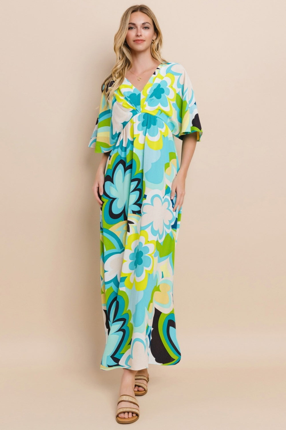Floral Printed Slit Maxi Dress in Summer Styles
