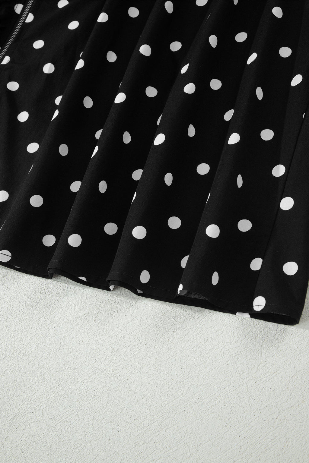 Polka Dot Zip Up V-Neck Sleeveless Dress