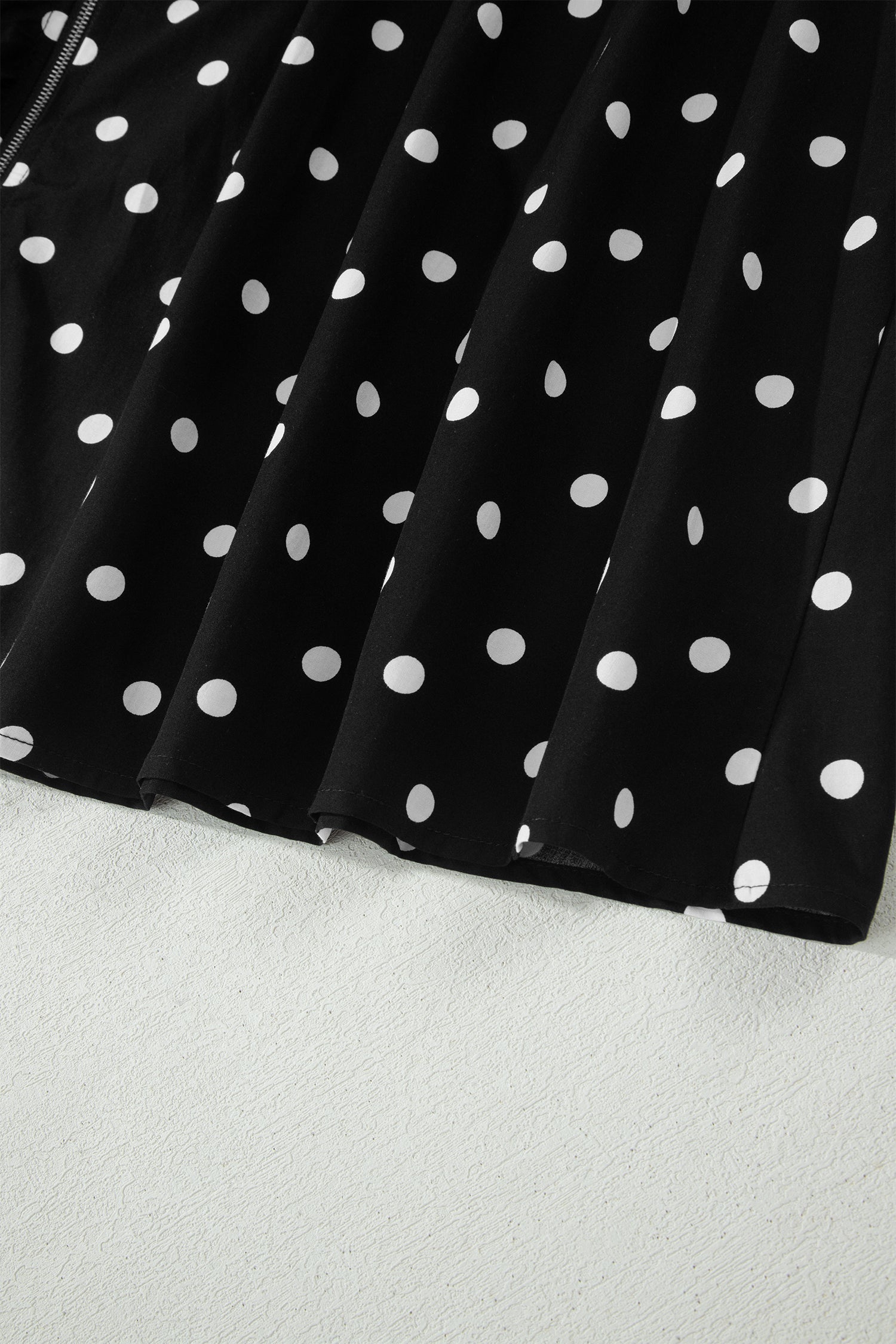 Polka Dot Zip Up V-Neck Sleeveless Dress